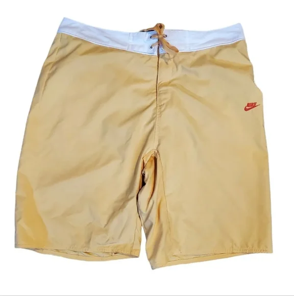 Vintage retro NIKE Shorts yellow Bermuda swim shorts 34" summer Holiday - Picture 3 of 9